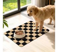 KAROMUS Checkered Absorbent Dog Food Mat,Cat Feeding Mat
