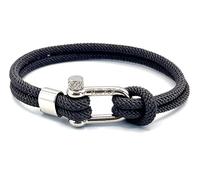 KAROO EARTH JEWELLERY Men's Nautical Rope Bracelet, Durable Nylon Marine Rope | Bracelet with stainless steel D-shackle | Mens Double Strand Sailing rope bracelet (Grey, 19cm (Small Wrist))