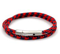 KAROO EARTH JEWELLERY Men's Paracord Bracelet, Double Wrap Marine Rope, Stainless Steel Trigger Clasp, Waterproof, Navy Style (Red & Blue)