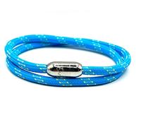 KAROO EARTH JEWELLERY Rope Bracelet | Unisex Braided Paracord Nautical Double Wrap Bracelet with strong Magnetic Clasp | Waterproof surfer bracelet (Medium Wrist (18-20cm), Pale Blue Silver Clasp)