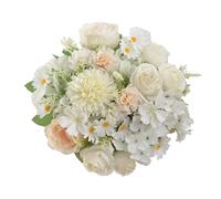 karoro Artificial Peonies Flowers Bouquet, Small White Slik Floral Arrangements, Fake Flowers for Wedding, Bridal Bouquets, Home Decor, Table Centerpieces (Champagne White, Small)