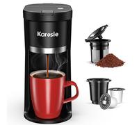 Karosie - Slim Single Serve Coffee Maker, Quick Brew for K-Cup and Ground Coffee, Small Single Cup Coffee Maker, Beer Sizes 6-12 Oz, Coffee Machine with Reminder