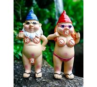 Karoter 2 Pieces Small Sexy Gnome Statues, 4.7 Inch Naked Gnome Statue Garden Goblin-Art Decoration, Garden Gnomes Outdoor Funny, Naughty Gnomes, Lawn Gnome (Man and Woman Style)
