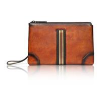 Karoukee Full Grain Leather Clutch Bag for Men Multipurpose Business Wristlet Purse Fashion Handbag Wallet for 9.7" Tablet