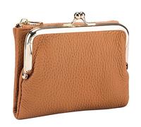 Karoukee Genuine Leather Bifold Wallet for Women Ladies Kiss-Lock Wallet Elegant Small Purse RFID Blocking Credit Card Holder