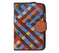 Karoukee Genuine Leather Bifold Wallet for Women, Large Capacity RFID-Blocking Card Organizer, Colorful Purse with Zipper Coin Pocket, 10 Card Slots - Handwoven Design - Random Color