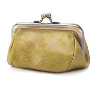 Karoukee Genuine Leather Coin Purse for Women, Ladies Kiss-Lock Coin Pouch, Vintage Mini Change Purse Wallet in Solid Color