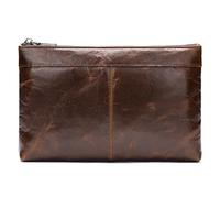 Karoukee Genuine Leather Wristlet Clutch Bag for Men 10 Inches Handbag Purse Classic Large Wallet Man Wrist Organizer Bag