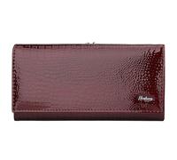 Karoukee Glossy Patent Leather Wallet for Women, Ladies Stylish Purse with Crocodile Embossed Texture, Fit 6.3" Phone, RFID-Blocking Card Holder with 8 Card Slots | Kiss-Lock Pocket - Wine Red