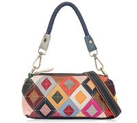 Karoukee Ladies Leather Small Satchel Bag, Stylish Shoulder Bag with Patchwork Design, Easy to Carry Crossbody Bag for Women