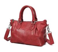 Karoukee Medium Shoulder Bag for Women, Genuine Leather Crossbody Purse with Removable & Adjustable Strap - Elegant Spacious Work Handbag, Separate Sompartments, Holds 11" Tablet - Red