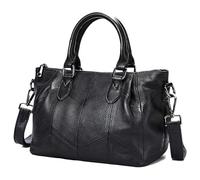 Karoukee Medium Shoulder Bag for Women, Genuine Leather Crossbody Purse with Removable & Adjustable Strap - Elegant Spacious Work Handbag, Separate Sompartments, Holds 11" Tablet - Black
