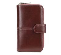 Karoukee Men's Bifold Genuine Leather Wallet, RFID Blocking Card Holder for Business & Travel, 10 Card Slots & 2 ID Windows