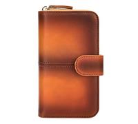 Karoukee Men's Bifold Genuine Leather Wallet, RFID Blocking Card Holder for Business & Travel, 10 Card Slots & 2 ID Windows