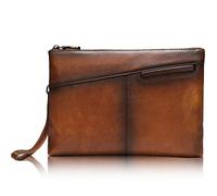 Karoukee Men's Luxury Leather Large Clutch Purse Business Hand Bag with Wrist Strap Handheld Holster for Phone or Tablet up to 9.7"