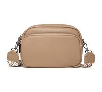 Karoukee Minimalist Style Crossbody Bag for Women, Genuine Leather Small Phone Purse with Adjustable Strap, Compact Handbag with 3 Separate Pockets, Elegant Ladies Shoulder Bag - Khaki