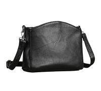 Karoukee Pebbled Leather Shoulder Bag for Women - Spacious Medium Crossbody Purse, Simple Solid Color Handbag with 2 Removable Strap(Short & Adjustable), 4 Separate Pockets - Black