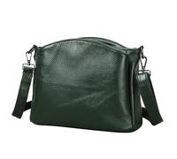 Karoukee Pebbled Leather Shoulder Bag for Women - Spacious Medium Crossbody Purse, Simple Solid Color Handbag with 2 Removable Strap(Short & Adjustable), 4 Separate Pockets - Dark Green