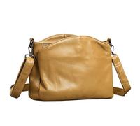 Karoukee Pebbled Leather Shoulder Bag for Women - Spacious Medium Crossbody Purse, Simple Solid Color Handbag with 2 Removable Strap(Short & Adjustable), 4 Separate Pockets - Yellow