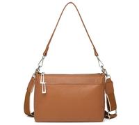 Karoukee Simple Genuine Leather Crossbody Bag for Women, Multi-Pocket Small Shoulder Purse with 1 Short & 1 Adjustable Removable Straps, Modern Style Handbag, 5 Colors Available - Brown