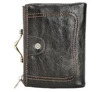 Karoukee Small Bifold Wallet for Ladies, RFID Blocking Card Holder, Women's Genuine Leather Coin Purse with Kiss-Lock Pocket