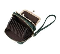 Karoukee Small Genuine Leather Wallet for Women, Detachable RFID-Blocking Card Case & Kiss-Lock Coin Purse, Compact Design