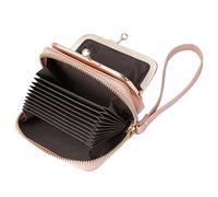 Karoukee Small Genuine Leather Wallet for Women, Detachable RFID-Blocking Card Case & Kiss-Lock Coin Purse, Compact Design