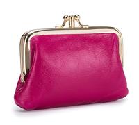 Karoukee Small Genuine Leather Wallet for Women Elegant Ladies Coin Purse with 2 Separate Pockets, Kiss-Lock Closure