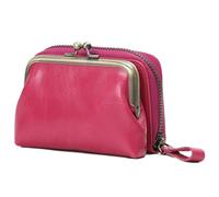 Karoukee Small Genuine Leather Wallet for Women Separable Kiss-Lock Coin Purse Zip-Around RFID-Blocking Credit Card Holder