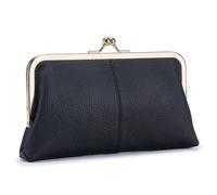 Karoukee Soft Genuine Leather Wallet for Women Vintage Style Ladies Cell Phone Purse with 8 Card Slots, Kiss-Lock Closure