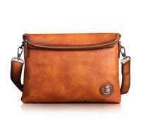 Karoukee Stylish Messenger Bag for Men Vegetable Tanned Leather Shoulder Bag Men's Medium Crossbody Bag for Laptop up to 13"