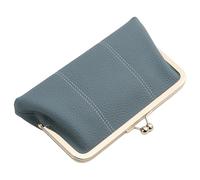 Karoukee Vintage Large Capacity Wallet for Women, Genuine Leather Clutch Purse for Phone, Ladies RFID Blocking Credit Card Holder with 2 Open Compartments, Zippered Coin Pocket, 4 Card Slots - Blue