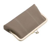 Karoukee Vintage Large Capacity Wallet for Women, Genuine Leather Clutch Purse for Phone, Ladies RFID Blocking Credit Card Holder with 2 Open Compartments, Zippered Coin Pocket, 4 Card Slots - Gray