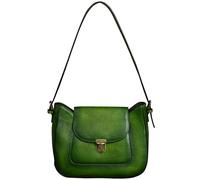 Karoukee Vintage Shoulder Bag for Women Genuine Leather Handbag Ladies Medium Satchel Bag, Zipper & Buckle, Gradient Color