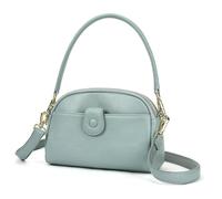 Karoukee Women's Genuine Leather Crossbody Bag, Vintage Small Shoulder Purse with 1 Short Strap & 1 Adjustable Strap, Multi-Pocket Handbag for Daily Use, 7 Colors Available - Blue