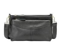 Karoukee Women's Genuine Leather Crossbody Purse, Versatile Medium Size Shoulder Bag for Everyday Use, Ladies Solid-color Handbag - 3 Separate Pockets - Adjustable & Removable Strap - Black