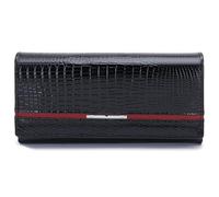 Karoukee Women's Large Capacity Genuine Leather Wallet, Ladies RFID Blocking Credit Card Holder, Vintage Crocodile Texture Clutch Purse, Holds Phone up to 6.3" - Black