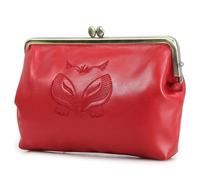 Karoukee Women's Large Capacity Leather Purse, Genuine Goatskin Wallet for Ladies, Fashion Hand Bag - Holds 6.7" Phone, 12+ Card Slots, Brass Kiss-Lock Closure - Watermelon Red