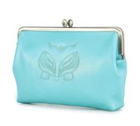 Karoukee Women's Large Capacity Leather Purse, Genuine Goatskin Wallet for Ladies, Fashion Hand Bag - Holds 6.7" Phone, 12+ Card Slots, Brass Kiss-Lock Closure - Sky Blue