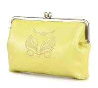 Karoukee Women's Large Capacity Leather Purse, Genuine Goatskin Wallet for Ladies, Fashion Hand Bag - Holds 6.7" Phone, 12+ Card Slots, Brass Kiss-Lock Closure - Lemon Yellow