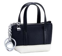 Karoukee Women's Mini Coin Purse with Keychain, Small Change Purse with Detachable Chain, Genuine Leather Bag Charm, Cute & Functional Wallet for Everyday Use, 7 Colors Available - Black