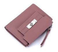 Karoukee Women's Small Bifold Wallet, Genuine Leather Purse, RFID Blocking Credit Card Holder with Zipper Coin Pocket, 9+ Card Slots & ID Window, 7 Colors Available for Daily Use & Travel - Pink