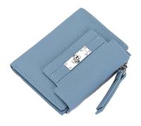 Karoukee Women's Small Bifold Wallet, Genuine Leather Purse, RFID Blocking Credit Card Holder with Zipper Coin Pocket, 9+ Card Slots & ID Window, 7 Colors Available for Daily Use & Travel - Blue