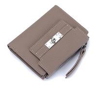 Karoukee Women's Small Bifold Wallet, Genuine Leather Purse, RFID Blocking Credit Card Holder with Zipper Coin Pocket, 9+ Card Slots & ID Window, 7 Colors Available for Daily Use & Travel - Grey