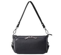 Karoukee Women's Small Genuine Pebbled Leather Crossbody Purse, Multi-purpose Shoulder Bag, 2-in-1 Wallet Purse with 10 Card Slots | Zippered Coin Pocket | 2 Removable Straps - Black