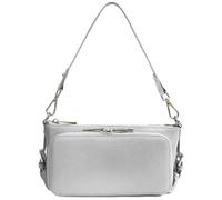 Karoukee Women's Small Genuine Pebbled Leather Crossbody Purse, Multi-purpose Shoulder Bag, 2-in-1 Wallet Purse with 10 Card Slots | Zippered Coin Pocket | 2 Removable Straps - Sliver