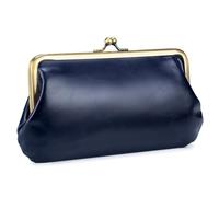 Karoukee Womens Smooth Oil-Waxed Leather Cell Phone Purse Vintage Ladies Wallet Large Credit Card Holder, Kiss-Lock Closure
