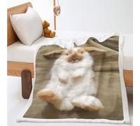 KARPIX Cute Rabbit Blanket, Fleece Blanket, Fairy Tale Animal Blanket, Wool Blanket, Travel Soft Fluffy Warm Sofa Blanket for Adults and Children (150 x 200 cm, 3)