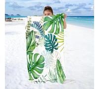 KARPIX Palm Leaf Monstera Beach Towel 90 x 180 cm Palm Leaf Tropical Plants Microfibre Beach Towel Bath Towel Beach Towel Towels for Boys Girls Teen (9.100 x 200 cm)