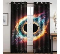 KARPIX Universe Planet Window Curtain, Space Starry Clear Curtains with Eyelets, Opaque Curtain for Children and Teenagers, 2 Panels (3.100 x 140 cm (2 x 50 x 140 cm))